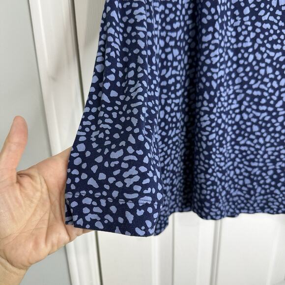 Chicos Women Blue Stretchy Tunic Top Size 3 XL Navy Scoop Neck Boho Peasant - Picture 5 of 7